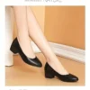 Women's Black Elegant Block Heel Pumps