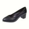 Women's Black Elegant Block Heel Pumps