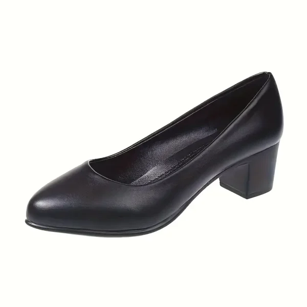 Women's Black Elegant Block Heel Pumps