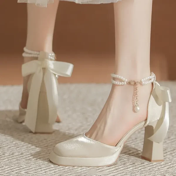 e6c73905-6279-4d0b-a858-36714df937fb Women's Elegant Pearl-Embellished Platform Heels